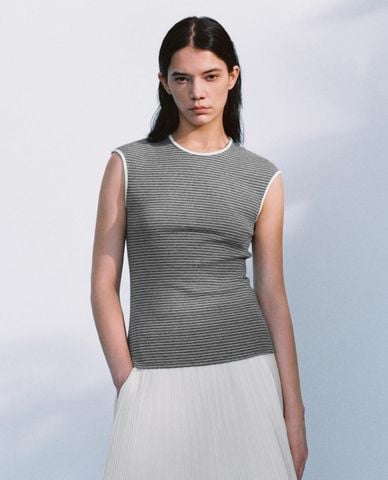  URBAN REVIVO - Áo sát nách nữ cổ tròn kẻ sọc 