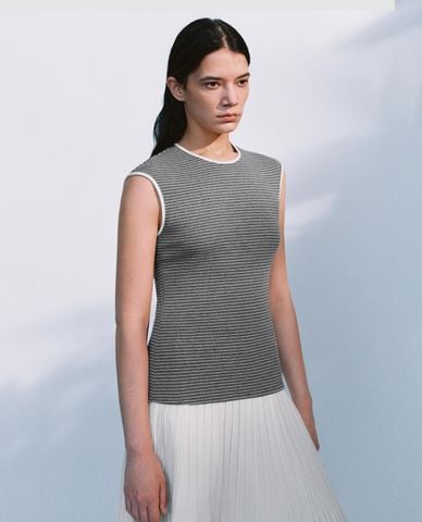  URBAN REVIVO - Áo sát nách nữ cổ tròn kẻ sọc 