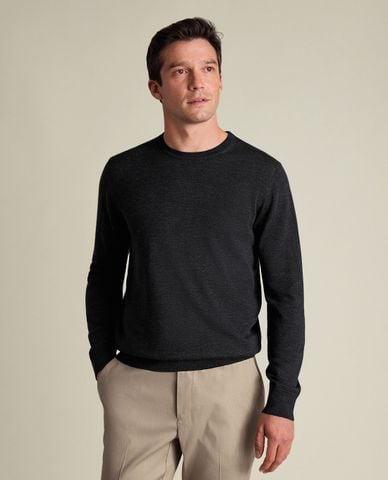  CHARLES TYRWHITT - Áo sweater nam cổ tròn tay dài Pure Merino 