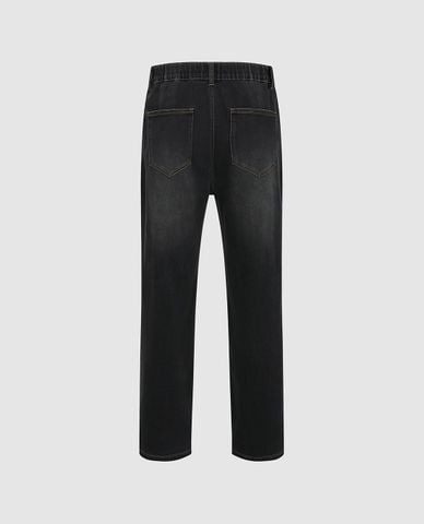  URBAN REVIVO - Quần jeans nam ống đứng wash bạc 