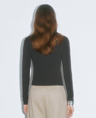  URBAN REVIVO - Áo dệt kim nữ tay dài 2 in 1 