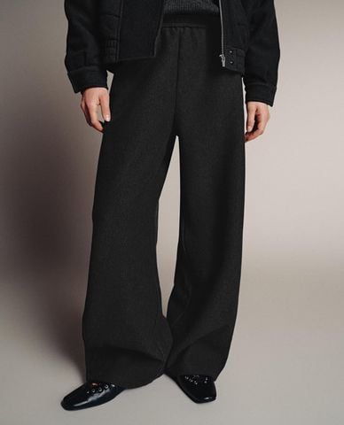  URBAN REVIVO - Quần nữ ống rộng lưng thun 