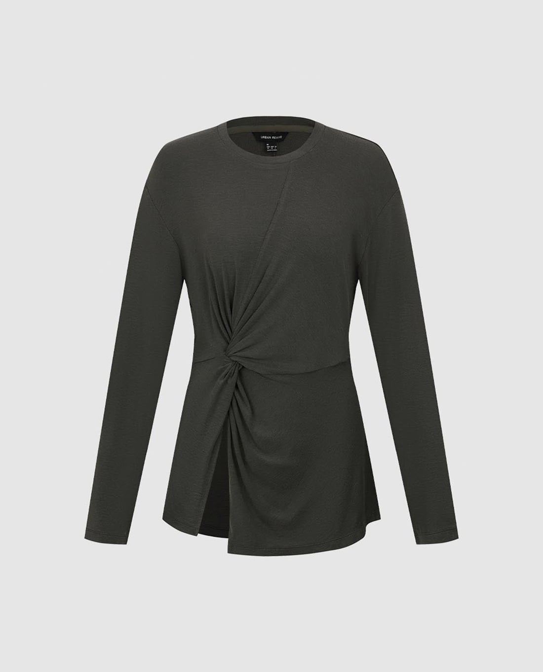 URBAN REVIVO - Áo kiểu nữ cổ tròn tay dài xoắn eo