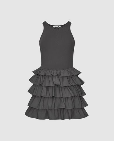  URBAN REVIVO - Đầm sát nách mini xếp tầng 