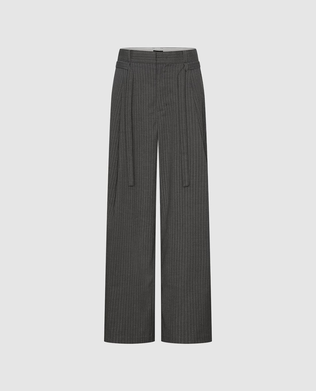 URBAN REVIVO - Quần nữ ống rộng xếp li kẻ sọc