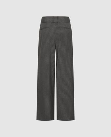  URBAN REVIVO - Quần nữ ống rộng xếp li kẻ sọc 