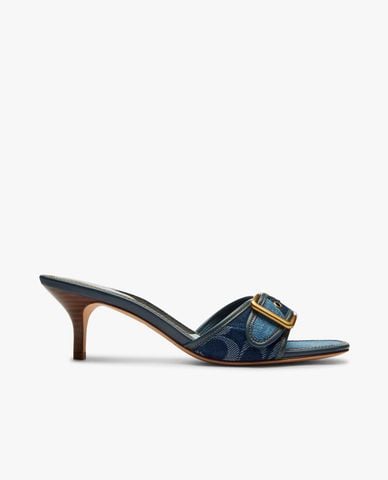  COACH - Giày mules cao gót nữ Margot In Signature Denim Patchwork 