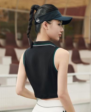  DUNLOP - Áo ba lỗ thể thao nữ cổ bẻ phom croptop 