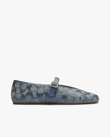  COACH - Giày búp bê nữ đế bệt Crystal Signature Jacquard 
