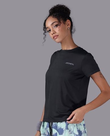  JOCKEY - Áo thun thể thao nữ tay ngắn in logo 