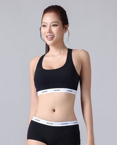  JOCKEY - Áo bra thể thao nữ cotton viền logo 
