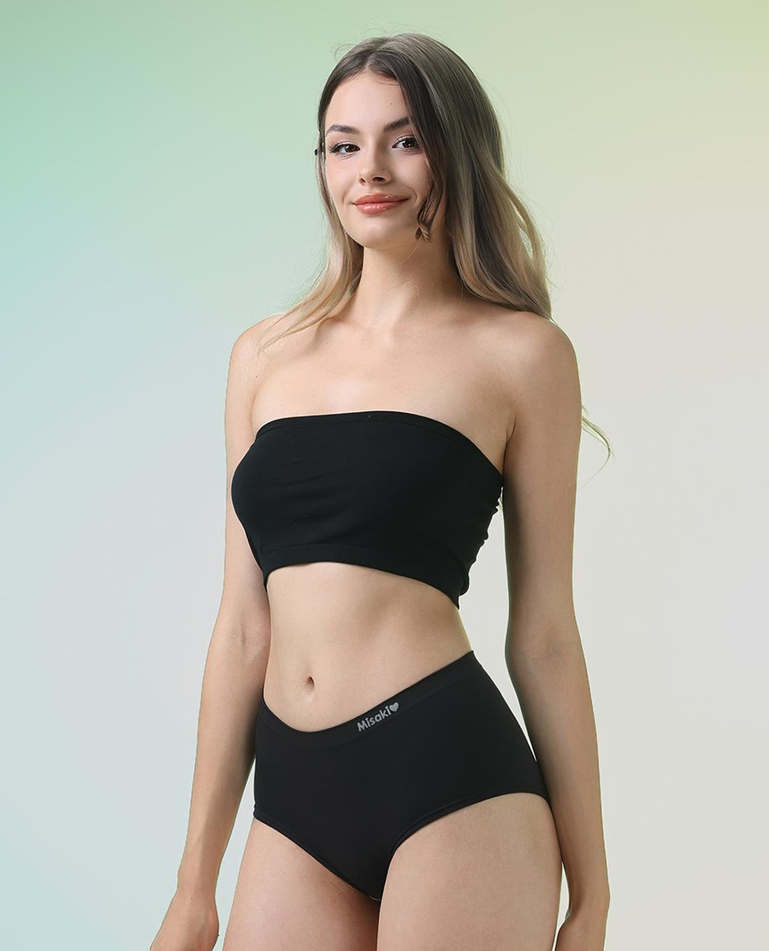 MISAKI - Quần lót nữ lưng cao polyamide trơn