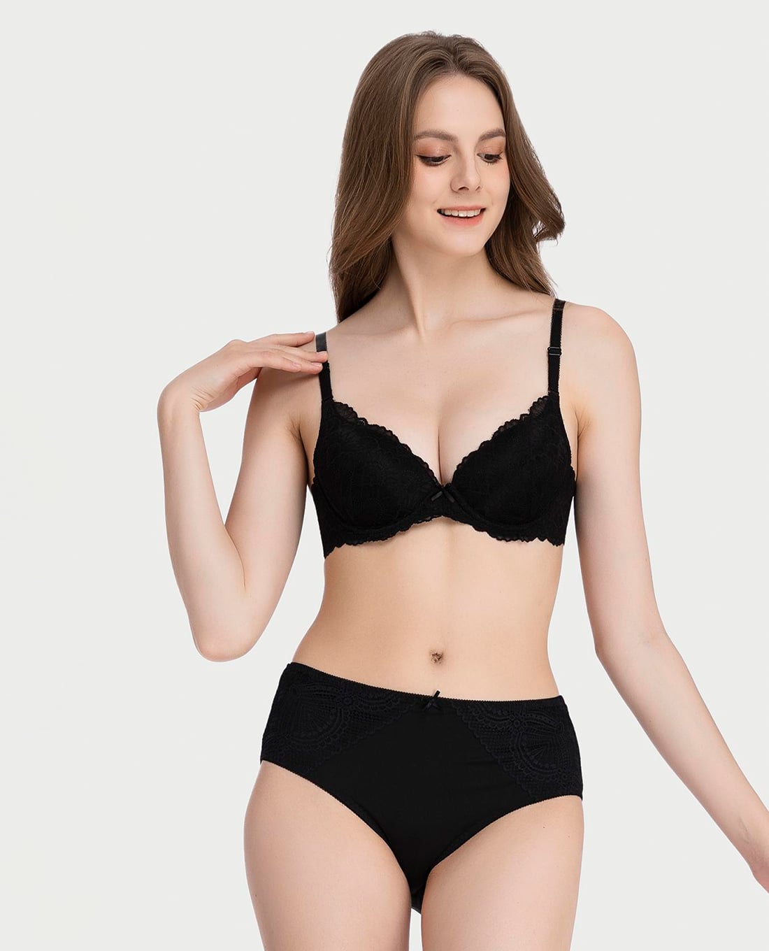 MISAKI - Quần lót nữ lưng cao microfiber phối ren