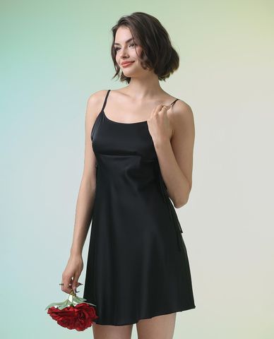  VERA - Đầm ngắn mặc nhà satin trơn 