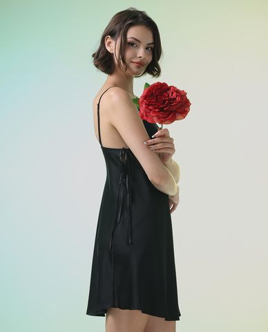  VERA - Đầm ngắn mặc nhà satin trơn 