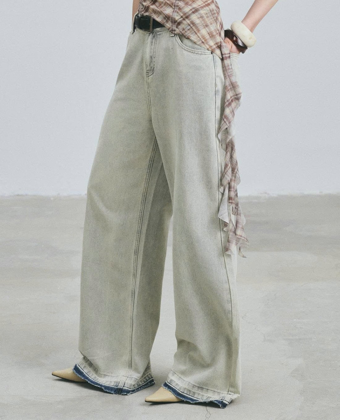 DEZUS - Quần jeans nữ ống rộng Sophia