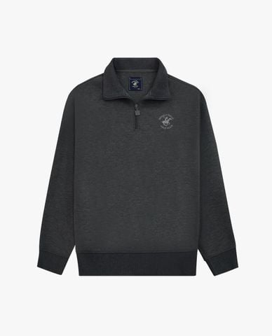  BEVERLY HILLS POLO CLUB - Áo sweatshirt nam cổ bẻ tay dài phối khoá zip 