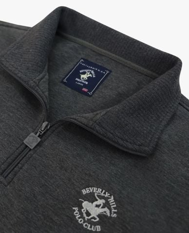  BEVERLY HILLS POLO CLUB - Áo sweatshirt nam cổ bẻ tay dài phối khoá zip 