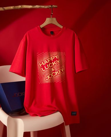  JOCKEY - Áo thun unisex cổ tròn tay ngắn Happy 