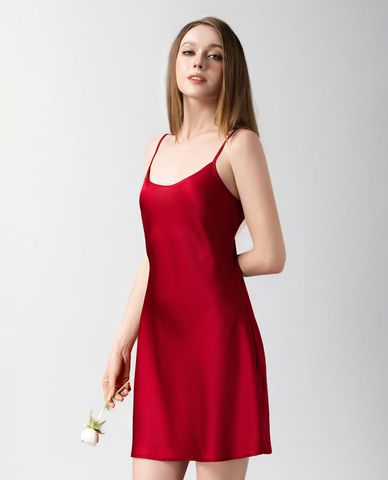  MISAKI - Đầm ngắn nữ mặc nhà hai dây latin trơn 