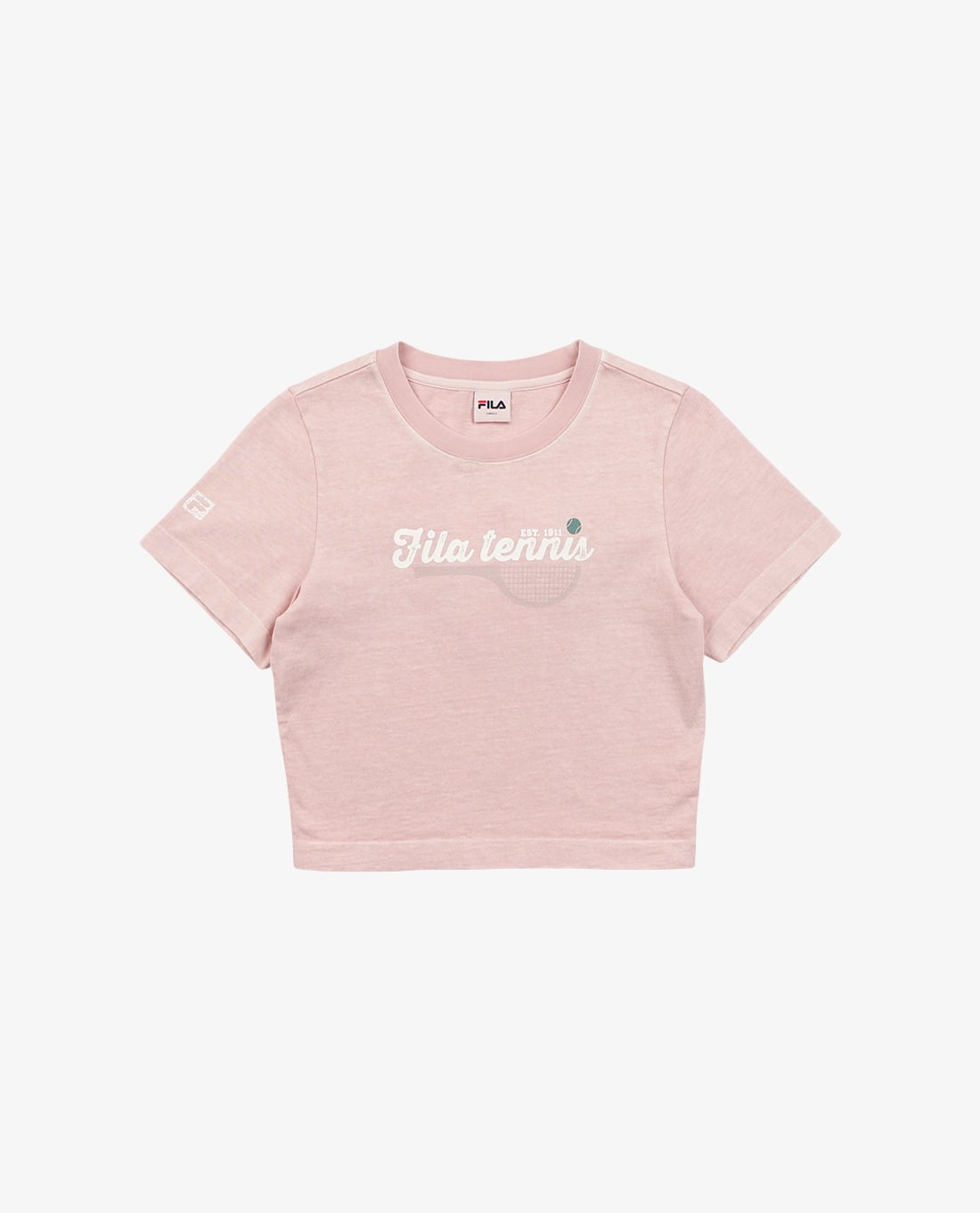 FILA - Áo croptop nữ cổ tròn tay ngắn Tennis Heritage