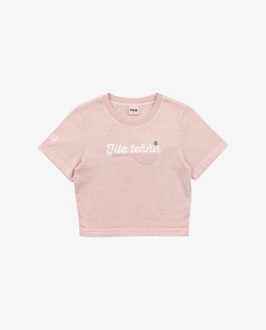  FILA - Áo croptop nữ cổ tròn tay ngắn Tennis Heritage 