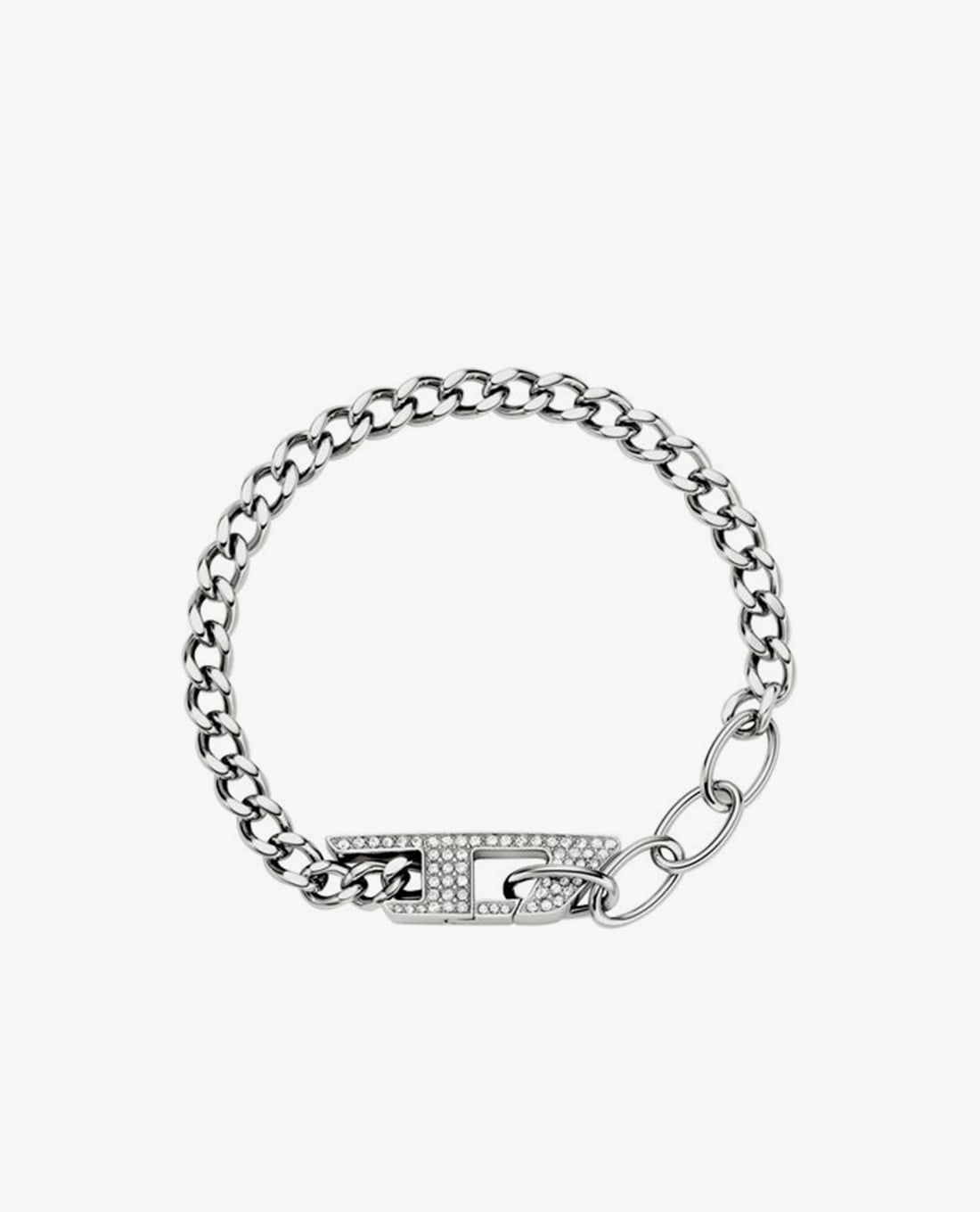 DIESEL - Vòng đeo tay unisex charm logo đính đá