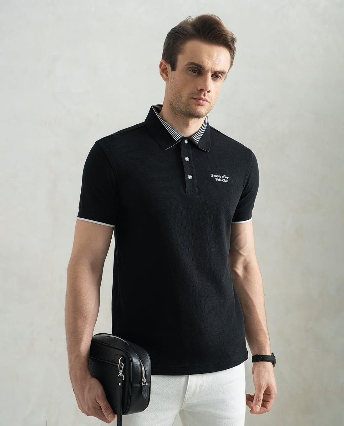 BEVERLY HILLS POLO CLUB - Áo polo nam tay ngắn phối logo