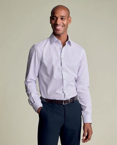  CHARLES TYRWHITT - Áo sơ mi nam cổ bẻ tay dài kẻ caro 