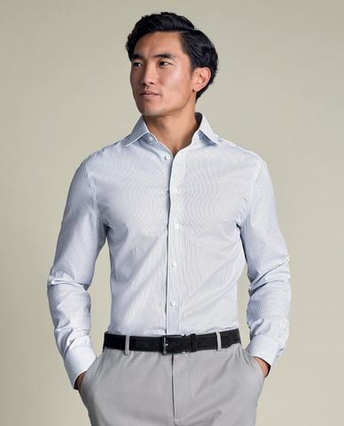  CHARLES TYRWHITT - Áo sơ mi nam cổ bẻ tay dài kẻ sọc 