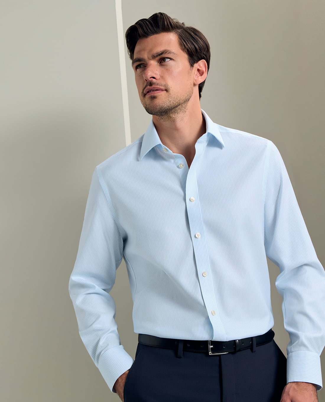 CHARLES TYRWHITT - Áo sơ mi nam cổ bẻ tay dài kẻ sọc