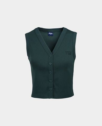  FILA - Áo khoác gilet nữ dệt kim cổ V Origin Club 