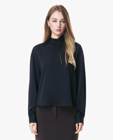  GIGI - Áo kiểu nữ cổ cao xếp nếp tay dài 