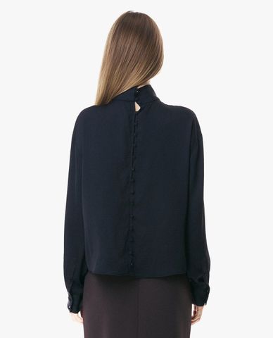  GIGI - Áo kiểu nữ cổ cao xếp nếp tay dài 