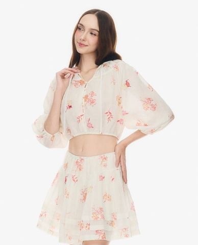  GIGI - Áo kiểu nữ cổ V tay phồng phom croptop 
