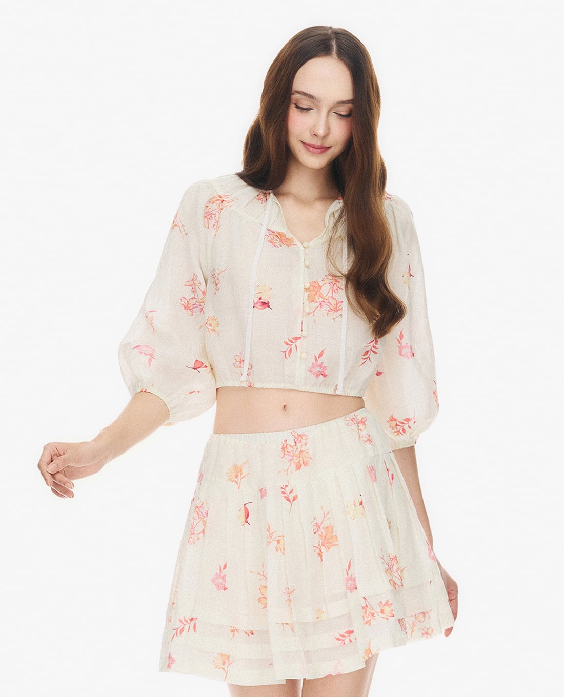 GIGI - Áo kiểu nữ cổ V tay phồng phom croptop