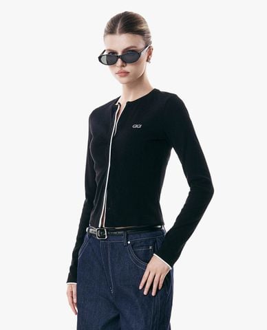  GIGI - Áo khoác cardigan nữ tay dài phom ôm thêu logo 