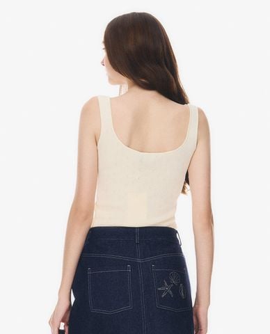  GIGI - Áo hai dây nữ cổ vuông họa tiết đục lỗ nhí 