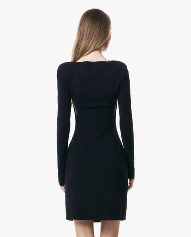  GIGI - Đầm mini cổ đổ tay dài phối viền ren 