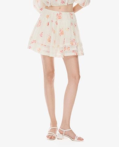  GIGI - Chân váy chữ A mini xếp tầng in họa tiết 