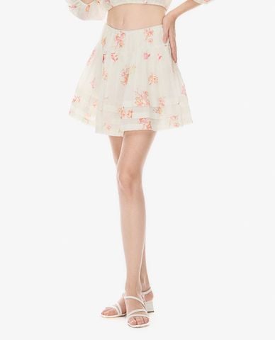  GIGI - Chân váy chữ A mini xếp tầng in họa tiết 
