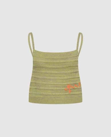  URBAN REVIVO - Áo hai dây nữ dệt kim phom croptop 