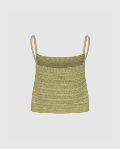  URBAN REVIVO - Áo hai dây nữ dệt kim phom croptop 