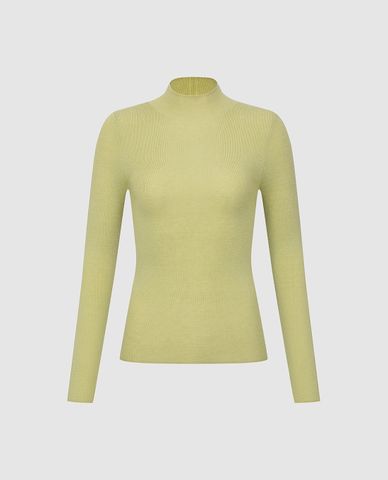  URBAN REVIVO - Áo dệt kim nữ cổ cao tay dài 