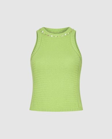  URBAN REVIVO - Áo dệt kim nữ sát nách phom ôm 