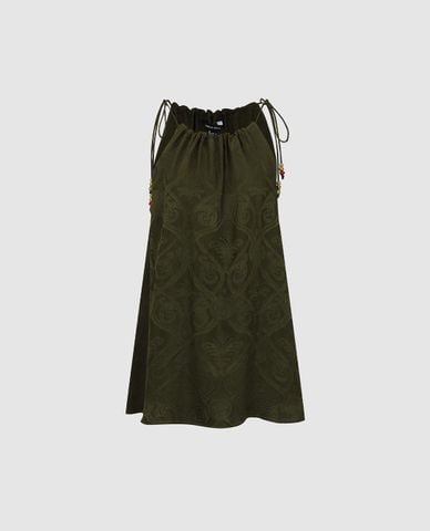  URBAN REVIVO - Áo kiểu nữ cổ yếm họa tiết paisley 