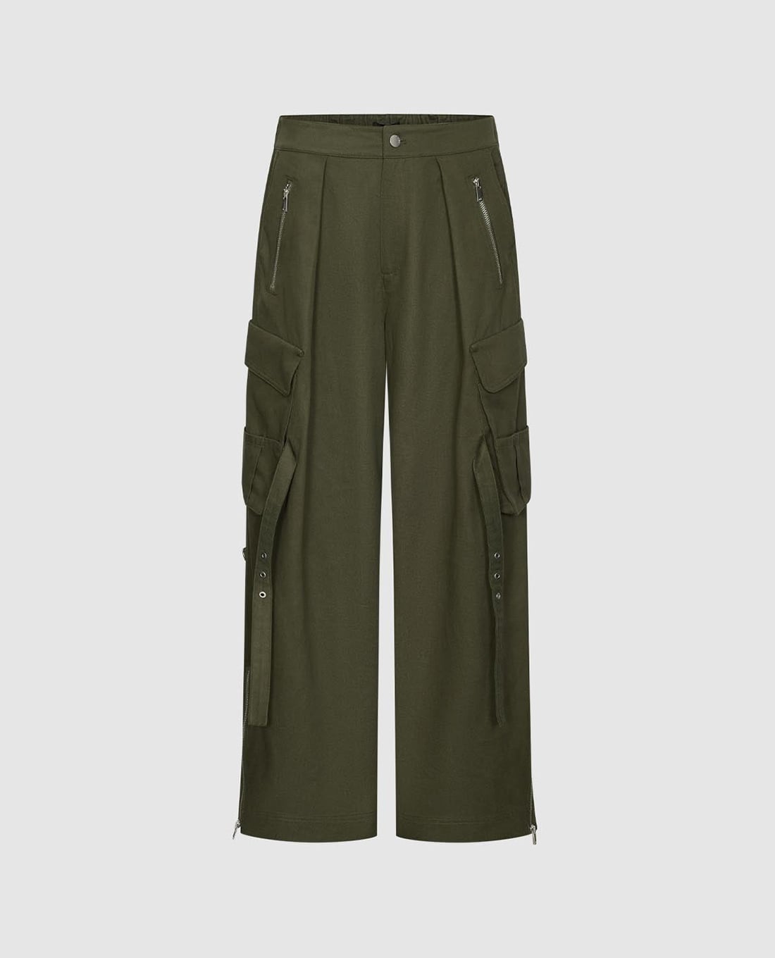 URBAN REVIVO - Quần nữ ống rộng lưng thun phối túi hộp