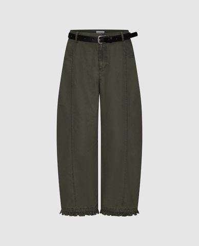  URBAN REVIVO - Quần jeans nữ ống rộng kèm thắt lưng 