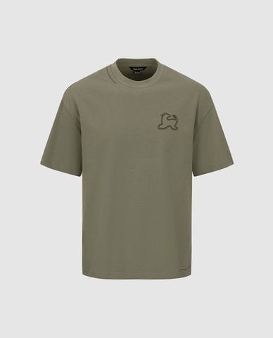  URBAN REVIVO - Áo thun nam cổ tròn tay ngắn thêu họa tiết 
