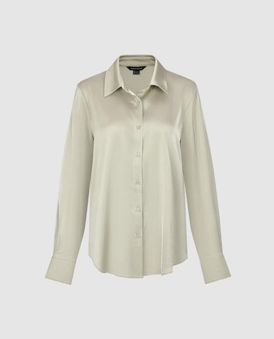  URBAN REVIVO - Áo sơ mi nữ cổ bẻ tay dài dáng suông 